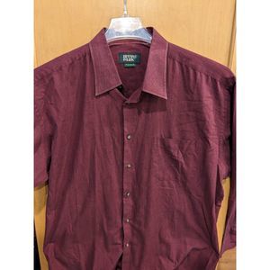 Irvine Park Shirt Mens Vintage Button Up Maroon  Solid  Long ‎ Sleeve Large